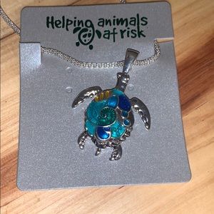 Blue-turquoise turtle necklace